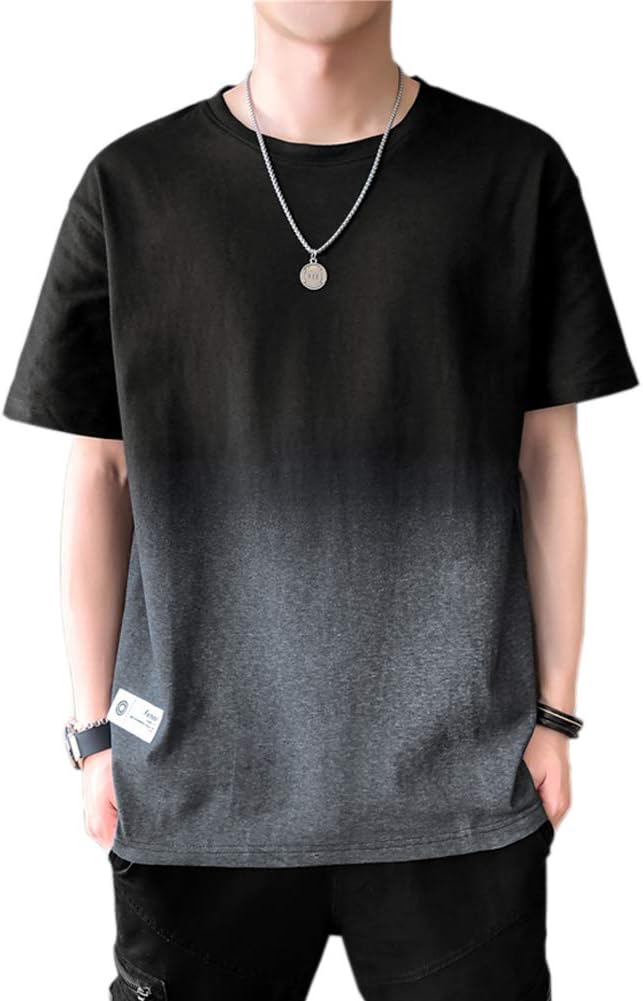 Tシャツ メンズ 半袖 夏服 綿 ビッグt グラデーション カットソー カジュアル ゆったり おしゃれ 丸襟 快適 軽い 柔らかい 大きいサイズ 春 夏 秋